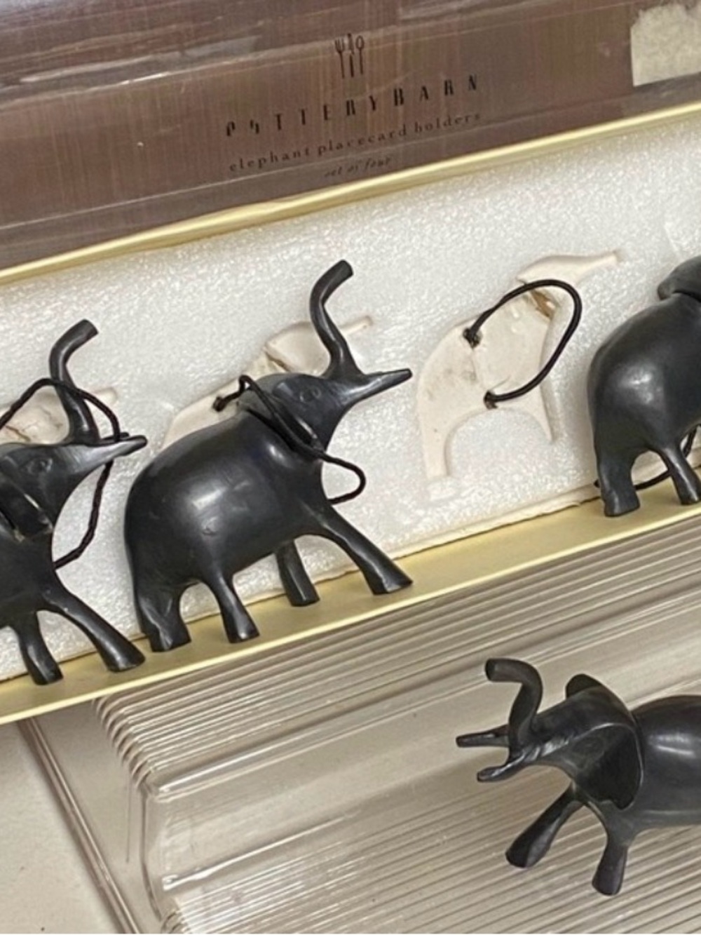 Pottery Barn Black Elephants Placecard Holders